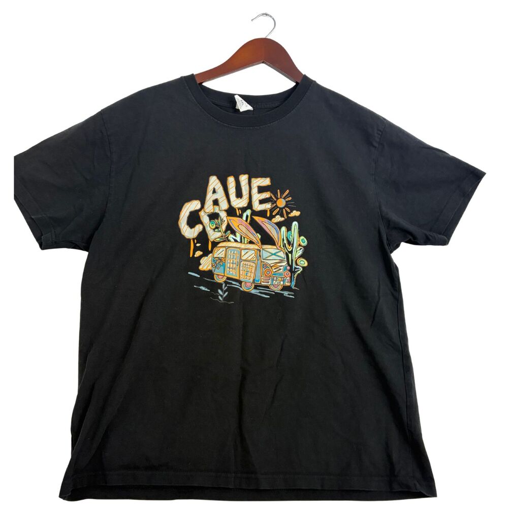 CAUE Surf Van Graphic T Shirt Mens XXL Black Beach Cactus Outdoor Casual Tee